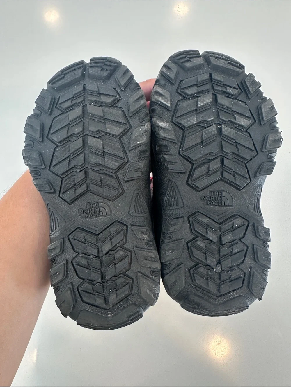 The North Face Gray and Pink Kids Winter Boots